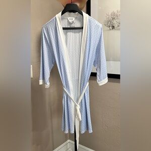 Nicole Miller New York Blue Polka Dot Robe Women’s XL Tie Waist Lounge